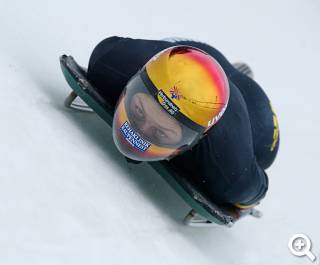 Diana Sartor in Aktion, Welt- und Europameisterin 2004 im Skeleton